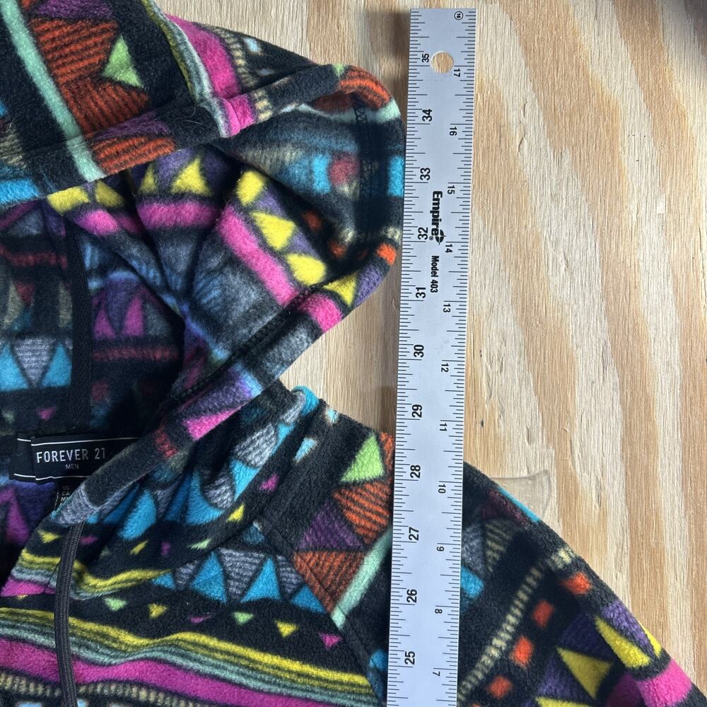 Men's Forever 21 Fleece Pullover Hoodie Aztec Print Size Large Multicolor - Picture 8 of 8